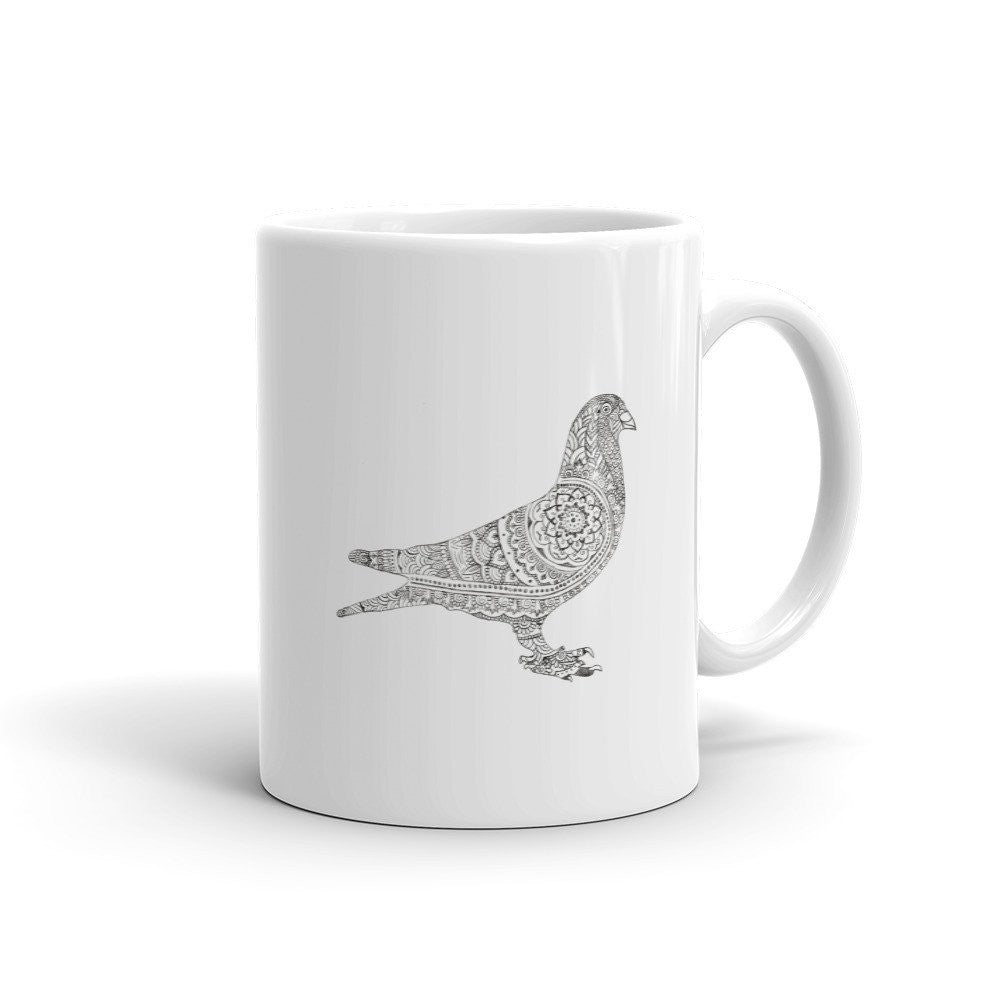 Mandala pigeon mug featured in RebatesZone.com's 2017 Gift Guide